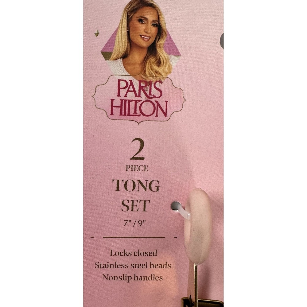Paris Hilton Pink Gold Kitchen Tongs Set 2pc Stainless Steel Utensils New - Picture 3 of 3